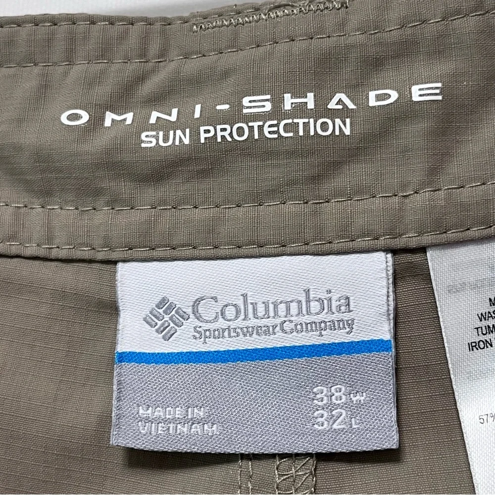 COLUMBIA‎ Pants Men's 38x27 Beige OMNI SHADE Sun Protection CONVERTIBLE Zip Off